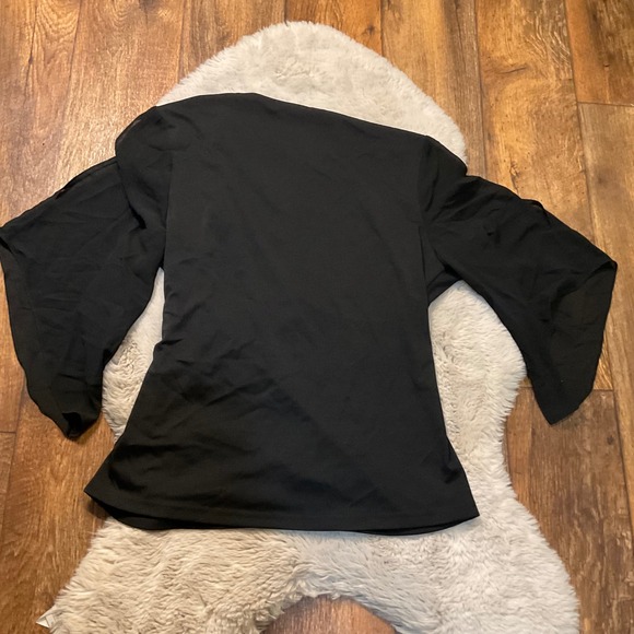 Grace Karin Blouse Size XL Black Wrap Flowy Sleeve V Neck Womens NWT - Picture 6 of 6